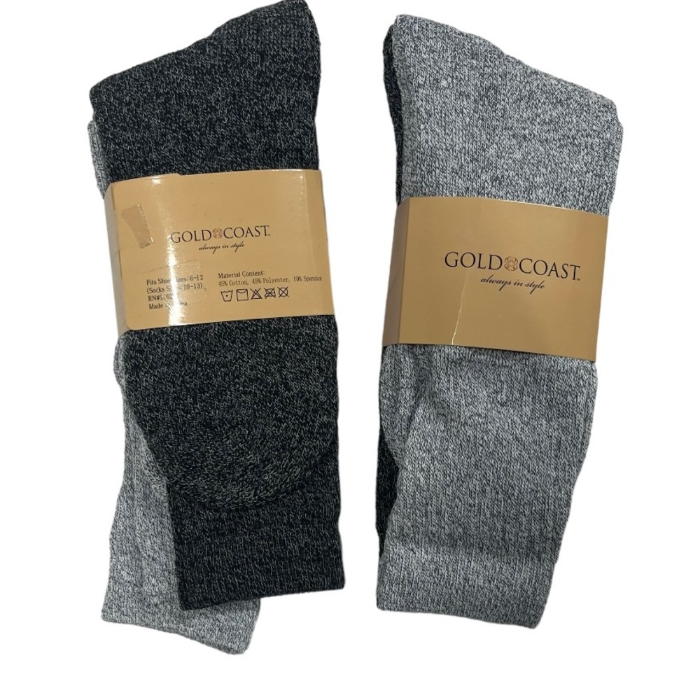 Gold Coast sock packs. 2 packs of 2 pair of socks. 4 pairs total. Gray coloring.